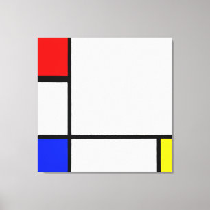 MONDRIAN - SAMMANSÄTTNING IV MED RED, BLUE OCH GUL CANVASTRYCK
