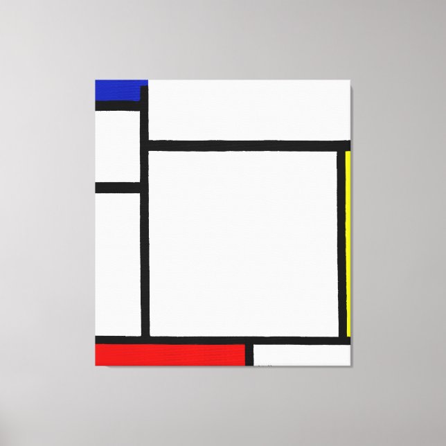 MONDRIAN - SAMMANSÄTTNING MED BLUE, GULT OCH RED CANVASTRYCK (Framsida)
