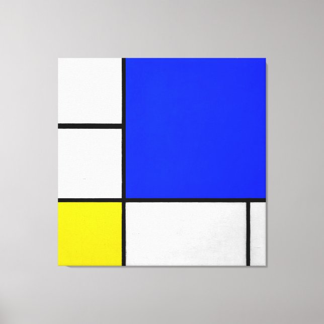 MONDRIAN - SAMMANSÄTTNING MED BLUE, VITE OCH GULT CANVASTRYCK (Framsida)