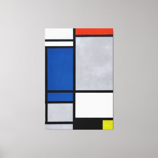 MONDRIAN - SAMMANSÄTTNING MED RED, BLUE, SVART 192 CANVASTRYCK (Framsida)