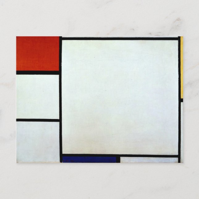 Mondrian - Sammansättning med röd och blå Vykort (Framsida)