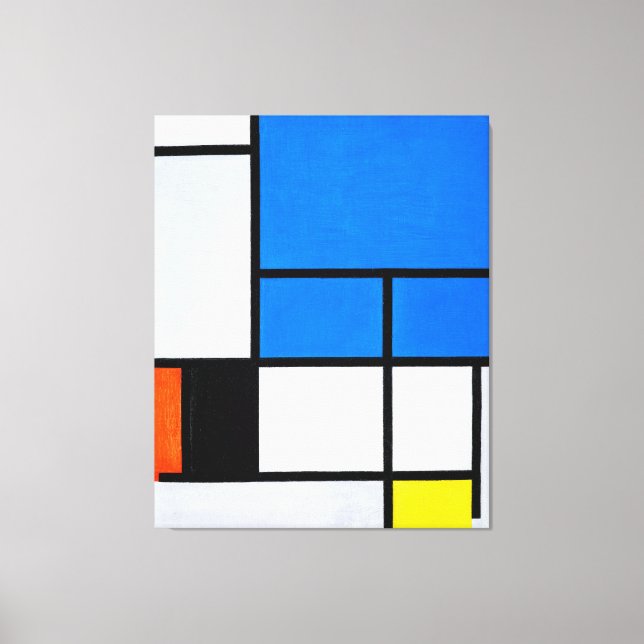 MONDRIAN - SAMMANSÄTTNING MED STOR BLUE FLYGPLAN 1 CANVASTRYCK (Framsida)