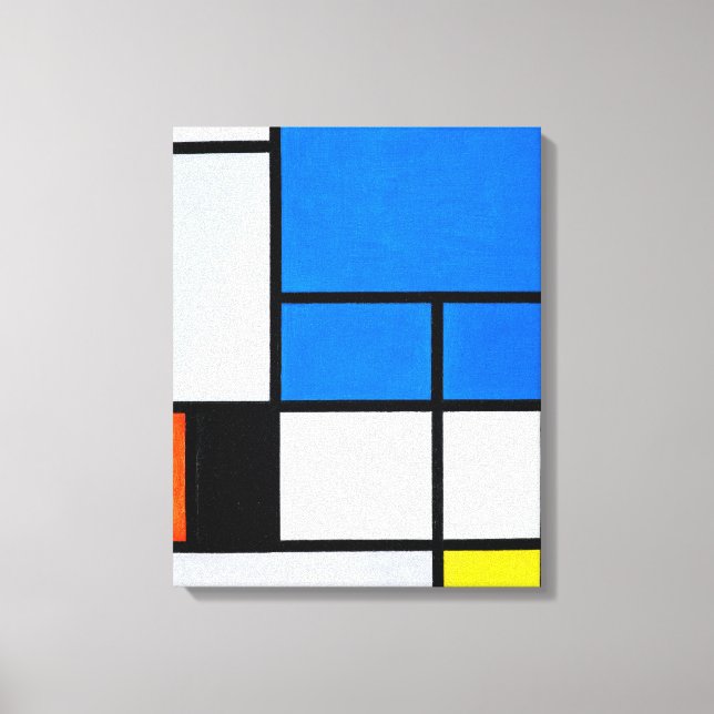 MONDRIAN - SAMMANSÄTTNING MED STOR BLUE FLYGPLAN 1 CANVASTRYCK (Framsida)