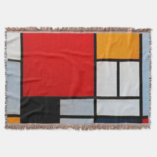 Mondrian - Sammansättning med stor röd Flygplan Filt (Framsidan)
