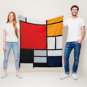 Mondrian - Sammansättning med stor röd flygplan Fleecefilt