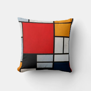 Mondrian - Sammansättning med stor röd Flygplan Kudde