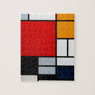 Mondrian - Sammansättning med stor röd Flygplan Pussel