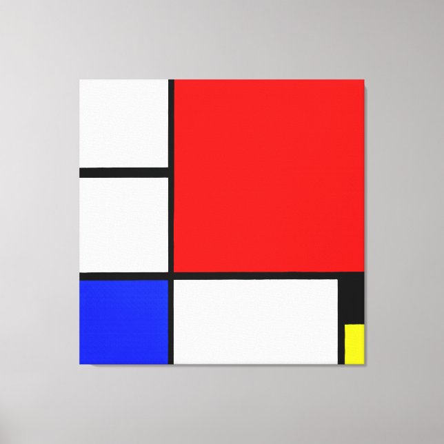 MONDRIAN - SAMMANSÄTTNINGSNUMMER II MED RED BLUE G CANVASTRYCK (Framsida)