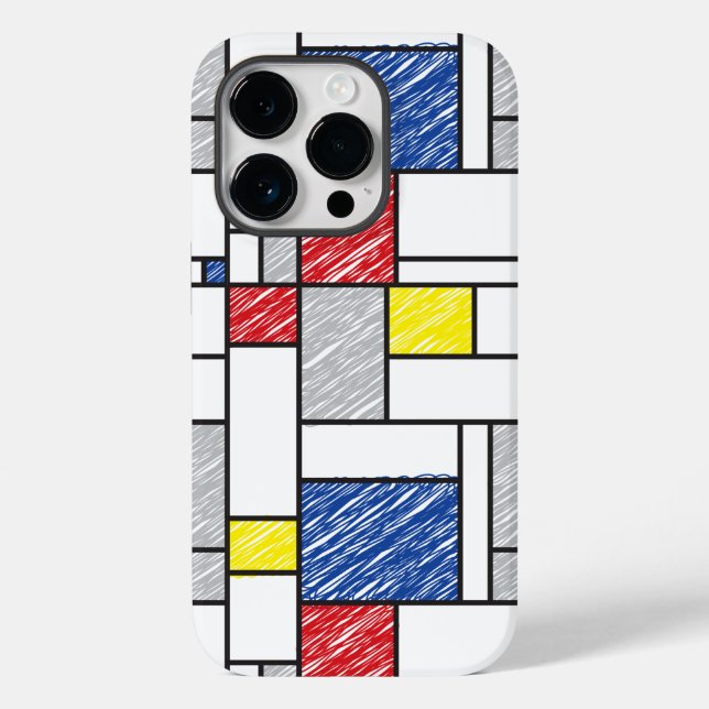 Mondrian Scribbles Minimalist De Stijl Modern Art (Baksida)