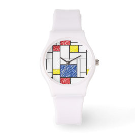 Mondrian Scribbles Minimalist De Stijl Modern Art Armbandsur
