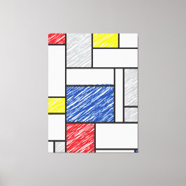 Mondrian Scribbles Minimalist De Stijl Modern Art Canvastryck