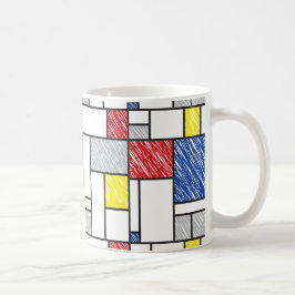 Mondrian Scribbles Minimalist De Stijl Modern Art Kaffemugg