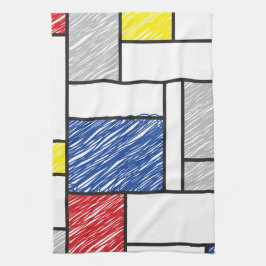 Mondrian Scribbles Minimalist De Stijl Modern Art Kökshandduk