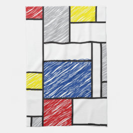 Mondrian Scribbles Minimalist De Stijl Modern Art Kökshandduk