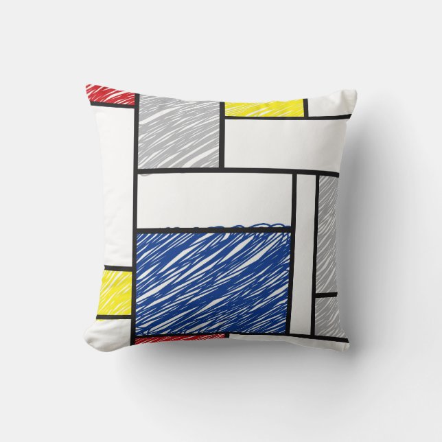 Mondrian Scribbles Minimalist De Stijl Modern Art Kudde (Framsida)
