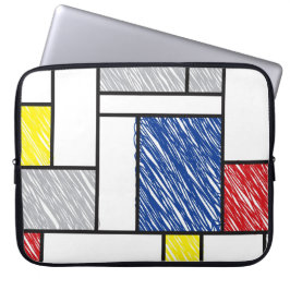 Mondrian Scribbles Minimalist De Stijl Modern Art Laptop Fodral