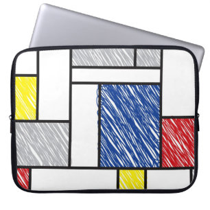 Mondrian Scribbles Minimalist De Stijl Modern Art Laptop Fodral