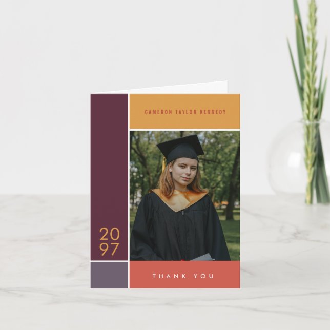 Mondrian Simple Färg Blocks Studenten Photo Tack Kort (Framsida)