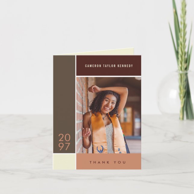 Mondrian Simple Färg Blocks Studenten Photo Tack Kort (Framsida)