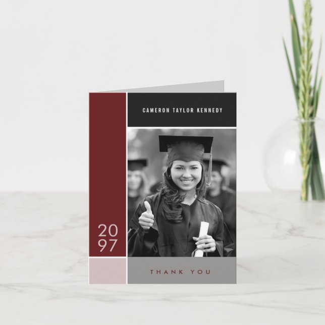 Mondrian Simple Färg Blocks Studenten Photo Tack Kort (Framsida)