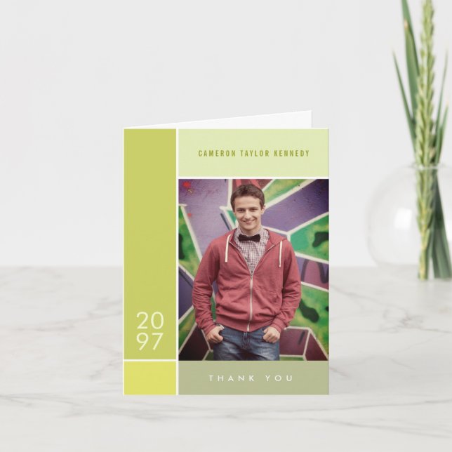 Mondrian Simple Färg Blocks Studenten Photo Tack Kort (Framsida)