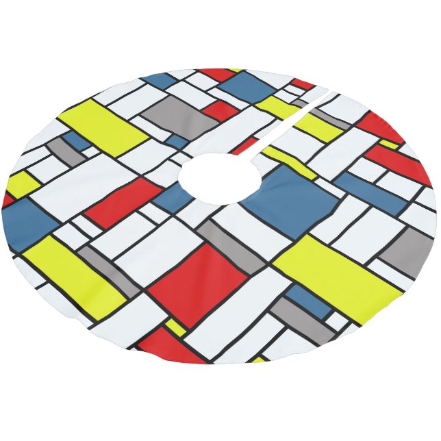 Mondrian stil design julgransmatta borstad polyester (Vinklad)