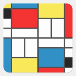 Mondrian Stil Fyrkantigt Klistermärke
