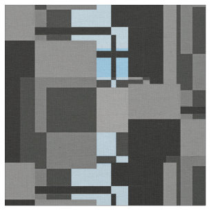 Mondrian Stil Grått Blue Abstrakt Modern geometri Tyg