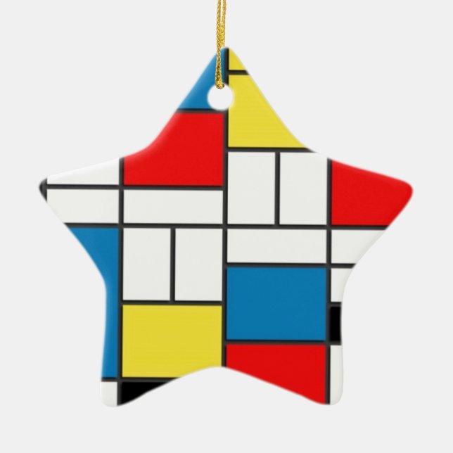 Mondrian Stil Julgransprydnad Keramik (Framsidan)