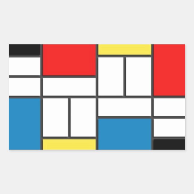 Mondrian Stil Rektangulärt Klistermärke (Framsida)
