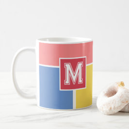 Mondrian-stil Retro Monogram Block Kaffemugg