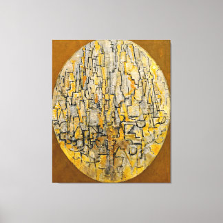 MONDRIAN - TABLEAU 3 COMP. in Oval (Träd) - 1913 Canvastryck