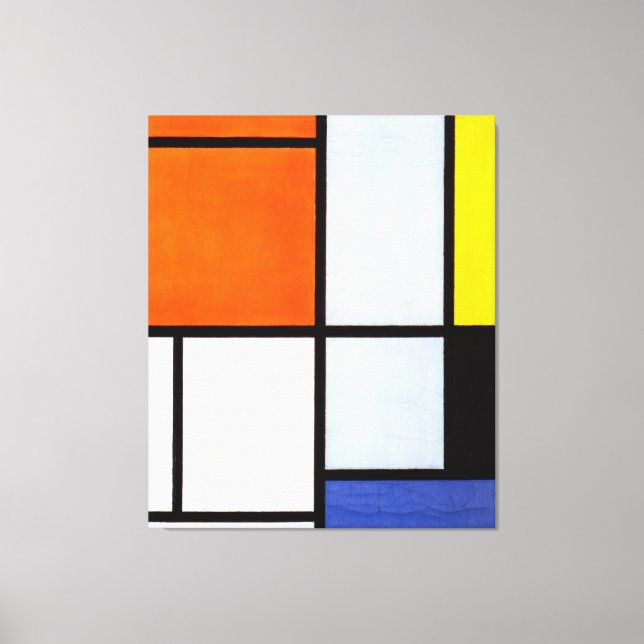 MONDRIAN - TABLEAU 3 med Orange-Red, Gult 1921 Canvastryck (Framsida)