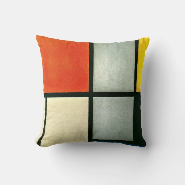 Mondrian - Tableau 3 med Orange-Red, Gult.. Kudde (Framsida)