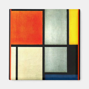 Mondrian - Tableau 3 med orange, rött, gult Magnet