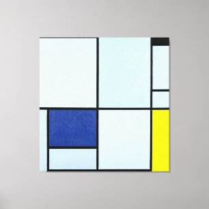 MONDRIAN TABLEAU I med röd, svart, blå och Gult Canvastryck