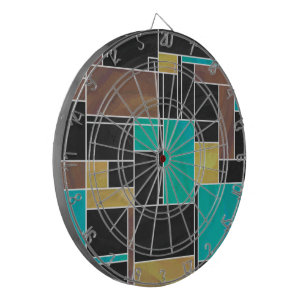 Mondrian Teal Brown Black Skriv ut Darttavla
