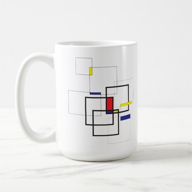 Mondrianinspierad geometrisk komposition kaffemugg (Vänster)
