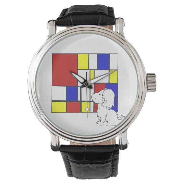 Mondrianinspirerad Kamomill Armbandsur (Framsida)