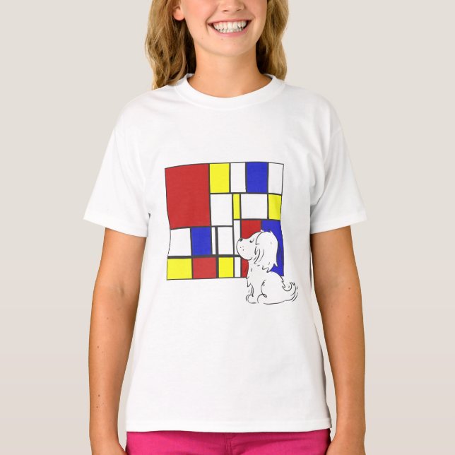 Mondrianinspirerad Kamomill T Shirt (Framsida)