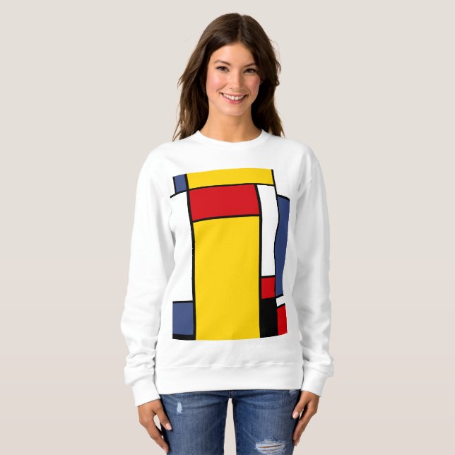 Mondriansk inspirerad modern Geometric Stil Art. T Shirt (Hel framsida)