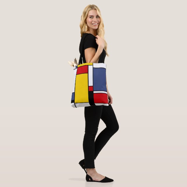 Mondriansk inspirerad modern geometrisk Stil Art Tygkasse (På modell)