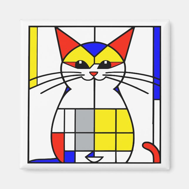 Mondriansk katt magnet (Framsidan)