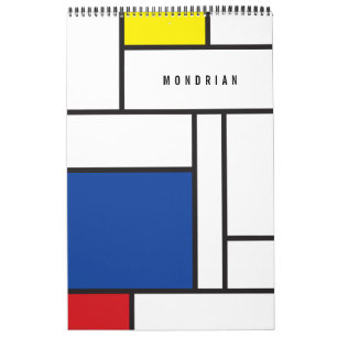 Mondriansk minimal geometrisk De Stijls moderna ko Kalender