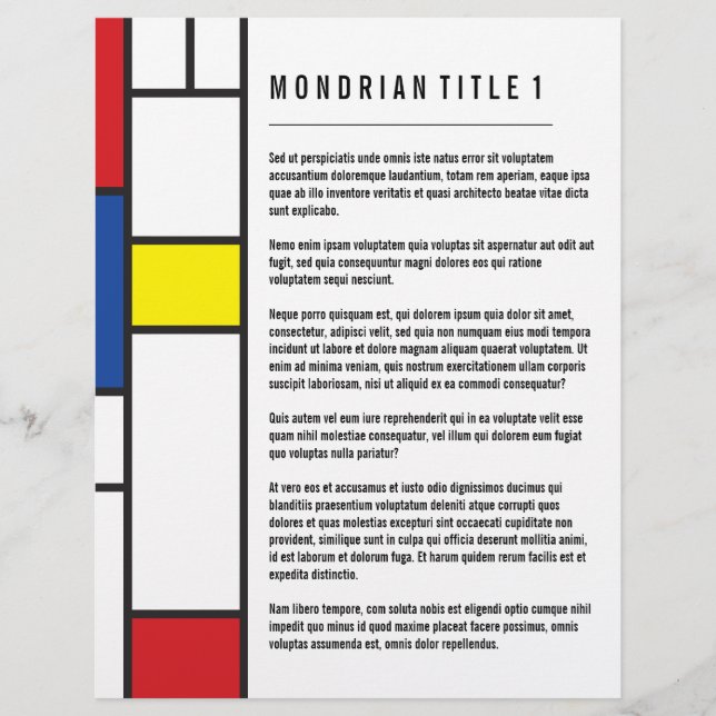Mondriansk minimal geometrisk De Stijls moderna ko Reklamblad (Framsidan)