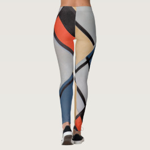 Mondriansk sammansättning med röd, blå, svart, Gul Leggings