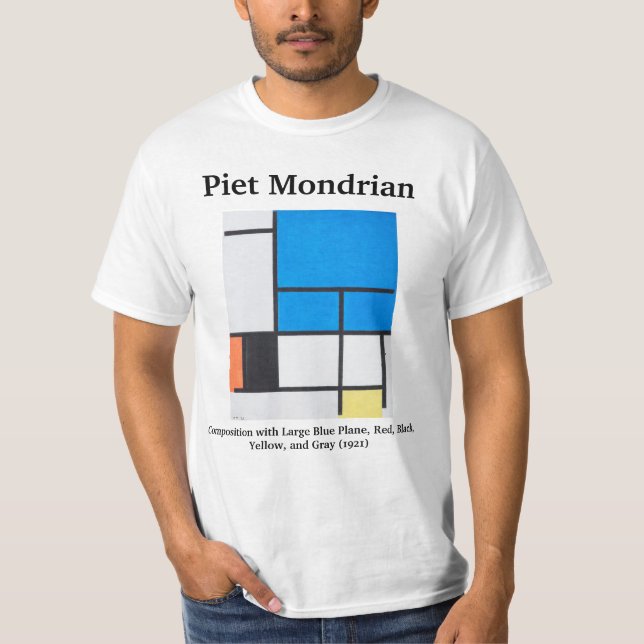 Mondriansk sammansättning med stor blå Flygplan T Shirt (Framsida)