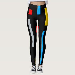 Mondriska geometriska primära färg-kvadrater linje leggings