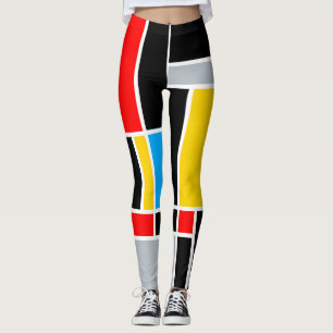 Mondriska geometriska primära färg raka linjer leggings