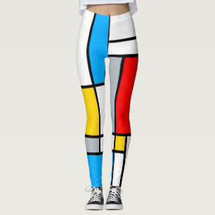 Mondriskt geometriskt primärt färg raka linjer leggings